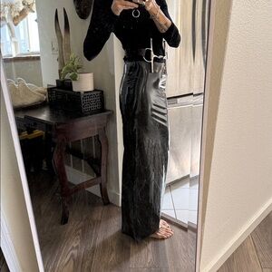 Skims Black Vinyl stretch Maxi Skirt Maxi NWT XS